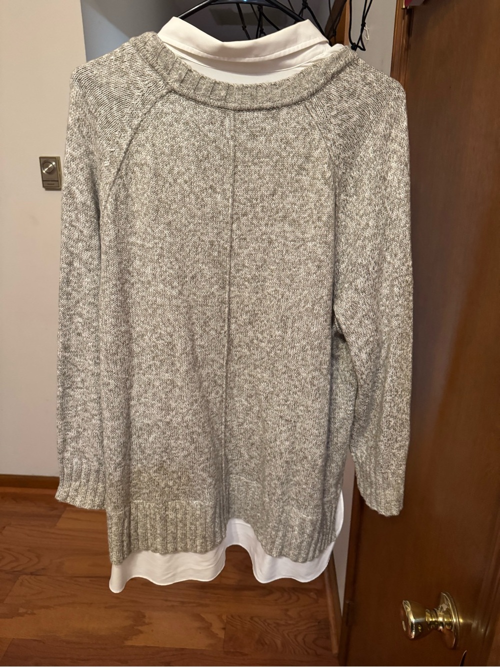 Lauren Ralph Lauren Gray Knit Sweater with White Shirt Detail - Picture 4 of 8